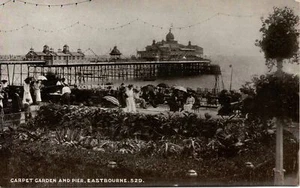 (ay24) Carpet Garden and Pier Eastbourne - Sussex Postcard - Picture 1 of 2