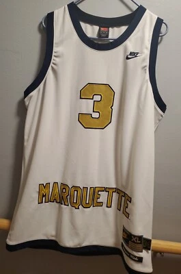 Dwayne Wade Vintage Nike Marquette Jersey NCAA Size XL Stitched Gold Very Rare! - Image 1 of 4
