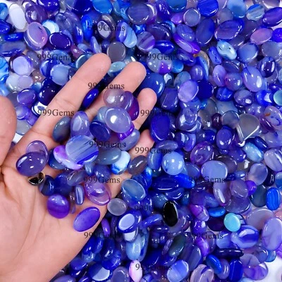 10件装天然AAA紫色玛瑙混合形状凸圆形宝石套装10-20毫米 — 第 1/4 张图片