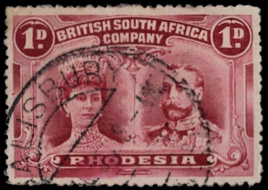 RHODESIA 102i (SG124) - Cabezas dobles "Carmine Lake Perf 14.0" (pa81910) Foto 1 de 1