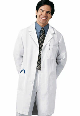 Brand New Men's Five Button Front Lab Coat - White, Size 42-50 - Image 1 of 2