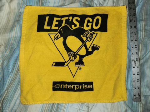 PITTSBURGH PENGUINS Let's Go Pens Gold RALLY TOWEL 14.5"x16" enterprise Cover