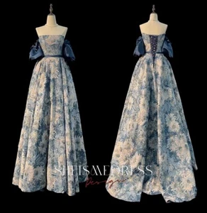 handcrafted elegant flower long prom / evening dress for women size 8 - Picture 1 of 4