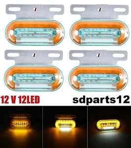 4x 12 LED Luci Ingombro Emergenza Arancio 12V Lampeggiante Rimorchio Trattore - Afbeelding 1 van 10