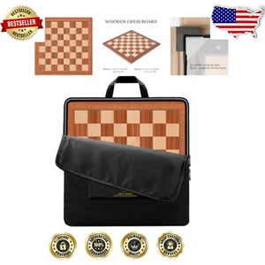 Elegant 21.25" Chess Board - Mahogany & Maple Inlay, Perfect for Tournaments - Picture 1 of 13