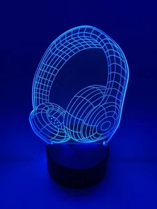 3D Headphones Lamp 7 Colour Change LED Night Light Bedroom Desk Lamp Gift New - Picture 1 of 9