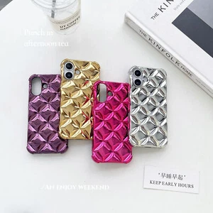 Bling Color Grid Chrome Silver Cover Case For 11 12 13 14 15 16 Pro Max - Picture 1 of 21