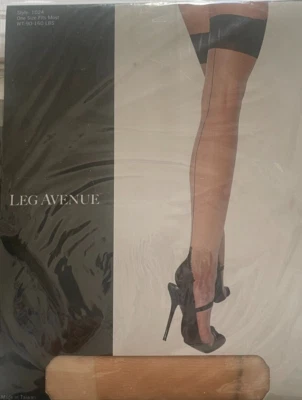 Leg Avenue Spandex Transparente Muslo Alto con Top en Contraste, Costura Trasera y Tacón Cubano NUEVO Foto 1 de 2