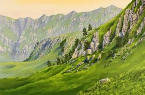 NEW ORIGINAL MARK HILSDEN "Misty Evening" Lake District Landscape rocky PAINTING - Picture 1 of 1