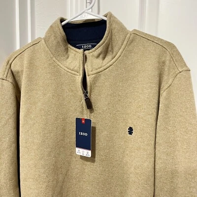 Suéter Izod Polar Para Hombres XL Beige 1/4 Cremallera Pullover Camel Brezo Nuevo con Etiquetas 45Gk367 Foto 1 de 4