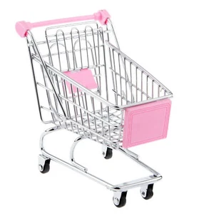 Mini Hand Push Shopping Cart Supermarket Trolley Kid Pretend Role Play Toy Pink - Picture 1 of 6