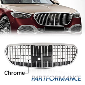Chrome Front Grill For Mercedes Benz Maybach Grille S680 S550 S580 2021-24 W/ACC - Picture 1 of 13