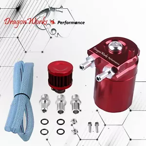 Oil Catch Can Reservoir Baffled Tank Breather Filter Universal Red Fits Hummer - Bild 1 von 10