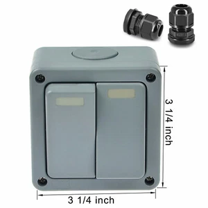 Outdoor Garden Light Dual Switch 2 Gang 2 Way 10A 125VAC Waterproof Weatherproof - Picture 1 of 19