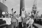 English actress Shirley Eaton meets the crew of the Royal Navy subm - Old Photo
