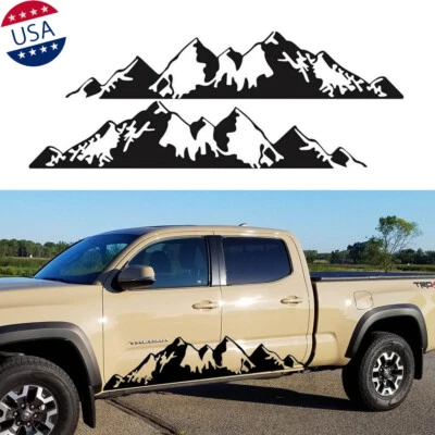 2x Adesivo de Vinil Preto Snow Mountain Saia Lateral de Carro Adesivo Caminhão Pickup RV - Imagem 1 de 4