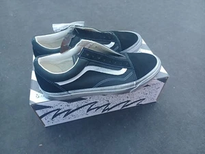 Vans Og Old Skool L Stressed Sneakers Mens Size 12 Black/White - Picture 1 of 5