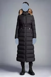 Stunning Women's Moncler Black Fudson Long Tech Down Jacket - Picture 1 of 7