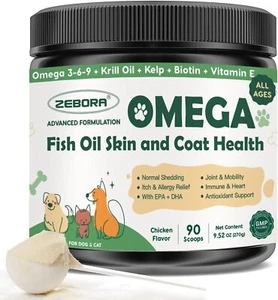 Omega 3 Fish Oil Powder for Dogs, Supports Healthy Skin, Heart, Brain, Immunity - Picture 1 of 6