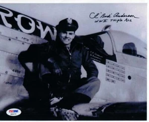 Bud Anderson World War II WWII Flying Ace signed 8x10 photo PSA/DNA auto - Picture 1 of 2