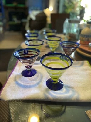 VIDRIO SOPLADO A MANO MEXICANO, VIDRIO DE MARGARITA REMOLINO Cristalería de bar de lujo  Foto 1 de 4