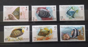 Emirates Sharjah Khorfakkan UAE, rare surch. with small M  ,6 stamps, MNH** - Picture 1 of 1