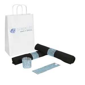 100 Light Blue Rhinestone Napkin Rings - 8 Row Reusable Fasteners - Picture 1 of 5