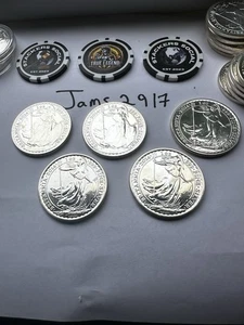 5 X 1oz 2014 Silver Britannia Qe2 .999 Fine Silver - Picture 1 of 3