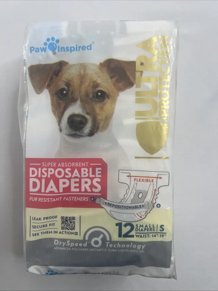 Paw Inspired Ultra Protection Disposable Dog Diapers Female Small 12 Count