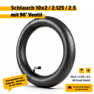 E-Scooter Schlauch 10x2.0 / 2.125 / 2.5 90° Ventil Butyl – Einzelschlauch Ersatz - Bild 1 von 4