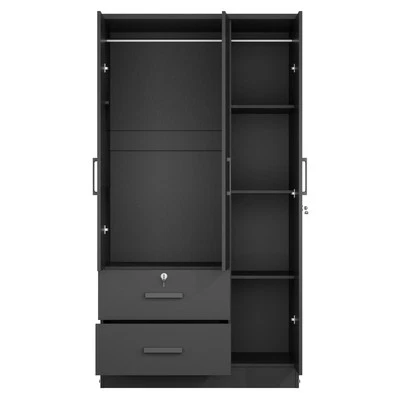 Better Home Products Armario Symphony Armario Armario con Dos Cajones en Negro Foto 1 de 4