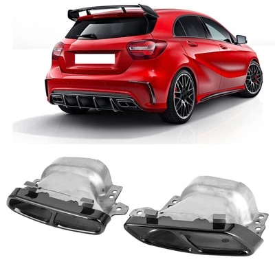 ･Black Chrome 2pcs Quad Exhaust Tips Stainless Steel For MercedesAMG A45 W176 - Image 1 of 4