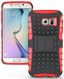 RED GRENADE GRIP SKIN HARD CASE COVER STAND FOR SAMSUNG GALAXY S6 EDGE SM-G925 - Picture 1 of 6