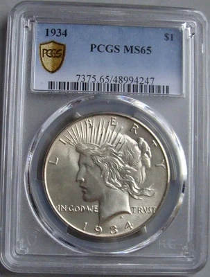 PCGS 1934 P MS 65 PEACE DOLLAR - Image 1 of 4