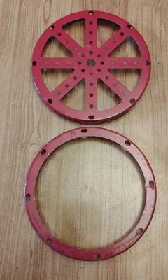 Juego de montadores Meccano parte 118 disco de buje y parte 143 viga circular rojo brillante  Foto 1 de 2