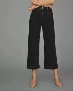 Anthropologie Pilcro The Skipper High-Rise Crop Wide-Leg Jeans Black 26 - Picture 1 of 11