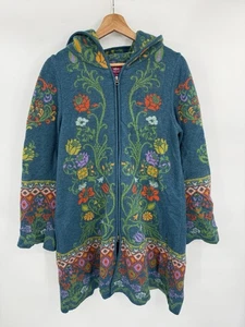 IVKO Giacca Donna Media Floreale Lana di Agnello Full Zip Cardigan Lungo - Foto 1 di 9