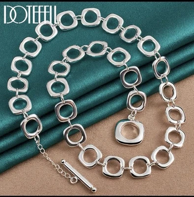 COLLANA GEOMETRICA LUNGA 45 CM COLORE ARGENTO 925 - Immagine 1 di 4