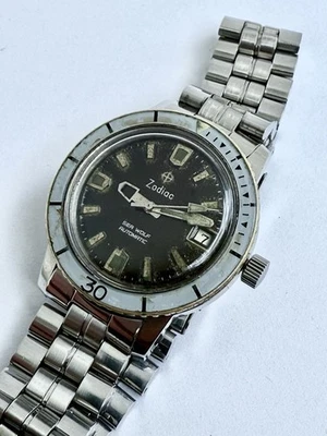Reloj Automático Suizo Zodiac Baquelita Tropical Sea Wolf Hacking Funciona 72B Buzo Foto 1 de 4