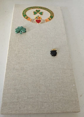 Embroidered Shamrock Bulletin Pin  Board, Fabric Covered, Magnetic w/2 Pins  - Image 1 of 4