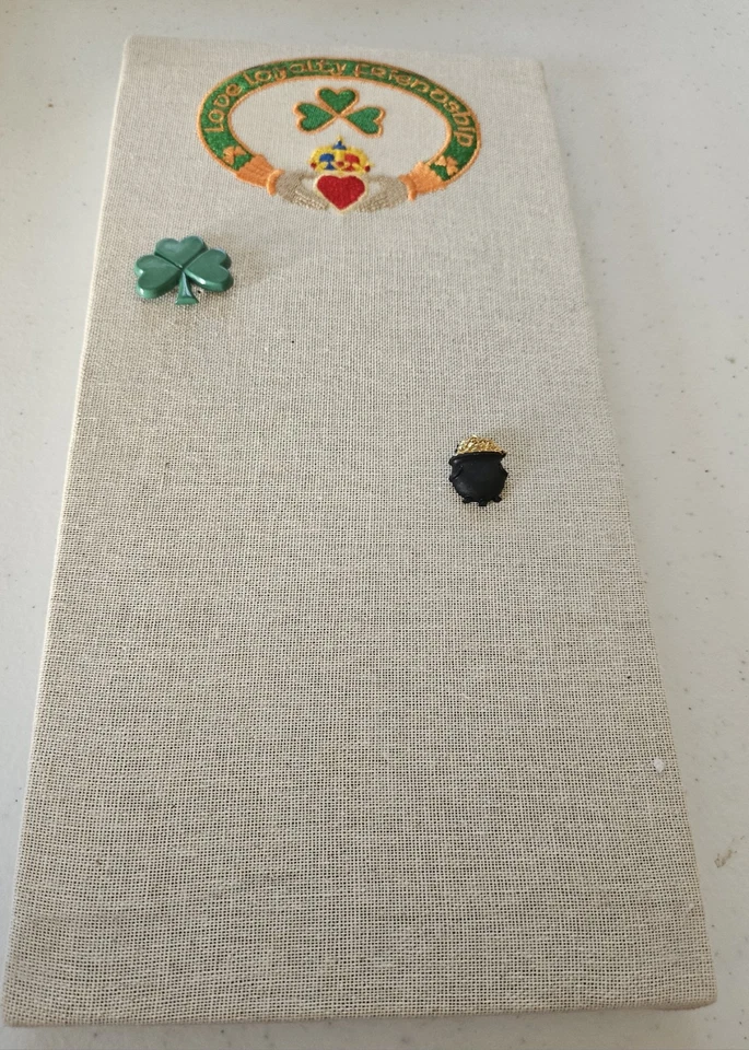 Embroidered Shamrock Bulletin Pin  Board, Fabric Covered, Magnetic w/2 Pins  - Image 1 of 4