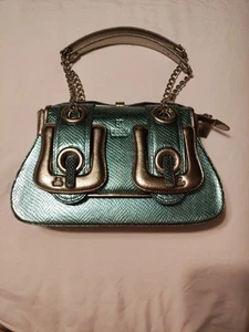 Seltene Vintage Fendi B Tasche in türkis und silber Handtasche für Damen - Bild 1 von 21