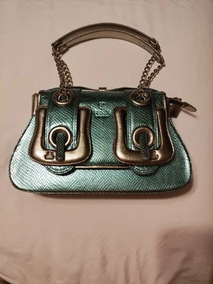 Bolso Fendi B vintage raro en verde azulado y plateado para mujer  Foto 1 de 4