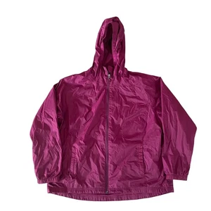 LL Bean Women's XL Petite Waterproof Hooded Windbreaker Rain Jacket Magenta Coat - Picture 1 of 7