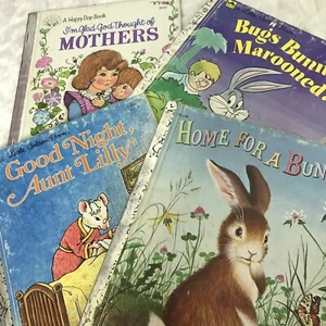 Vintage Little Golden Books and Happy Day Book Bugs Bunny I'm Glady God Thought  - Imagen 1 de 6