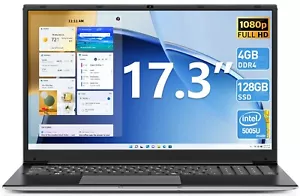 SGIN 17.3 Zoll Laptop 4GB DDR4 128GB SSD Quad-Core 1080P IPS Bis Zu 2.5GHz WiFi - Bild 1 von 9