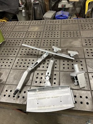 HumanScale Dual Monitor Arms With Expandable Keyboard Stand And Deal Clamp.  - Image 1 of 4