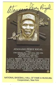 Autographed Tony Perez Hall of Fame Gold Plaque Post Card With COA - Picture 1 of 1