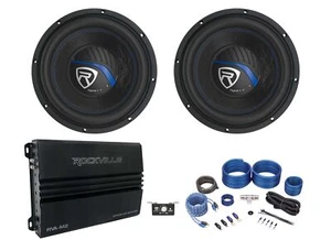 (2) Rockville K5 W10K5S2 10" 1200w 2 Ohm Auto Subwoofer + Mono Verstärker + Amp Kit - Bild 1 von 12