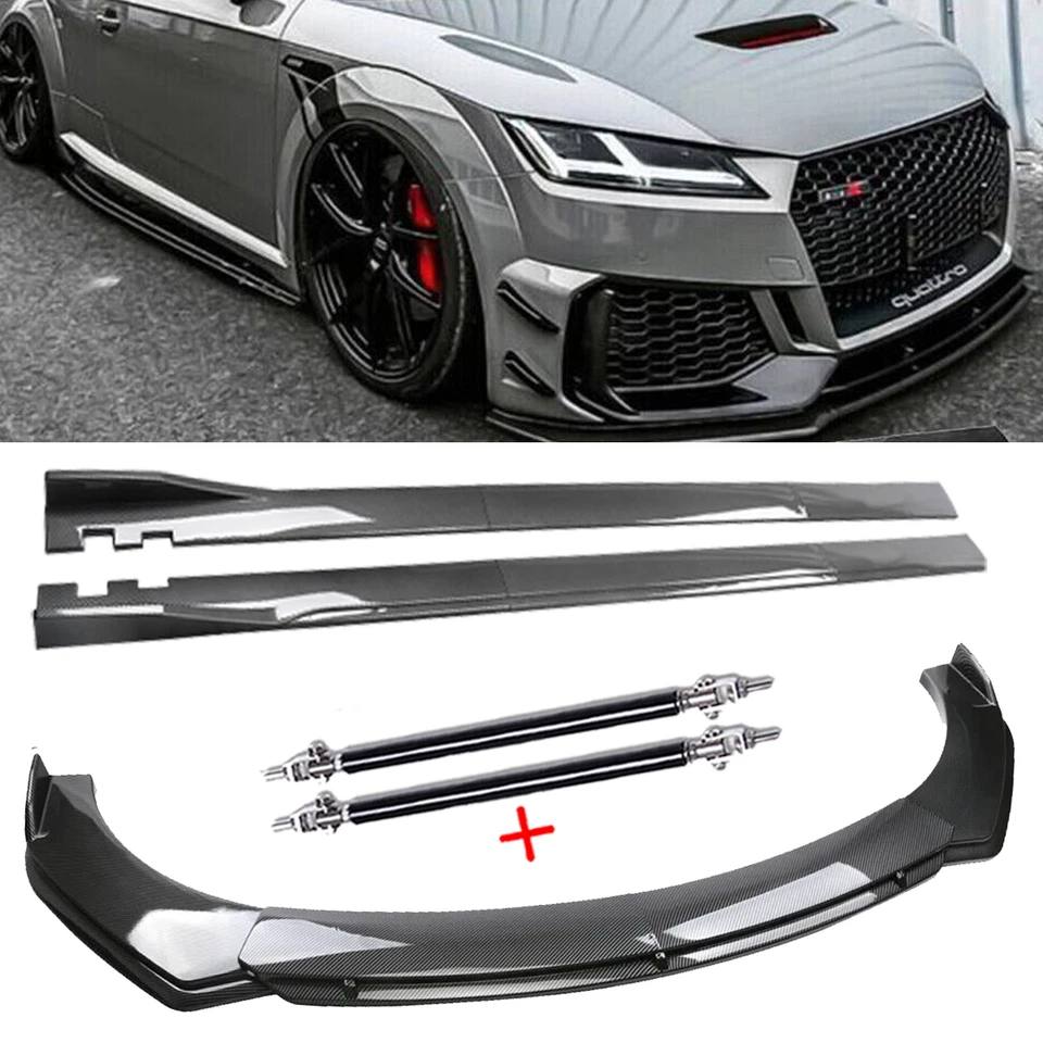 Front Lip Chin Bumper Spoiler Side Skirt Carbon Fiber For AUDI A8 Body Kits Foto 1 de 4